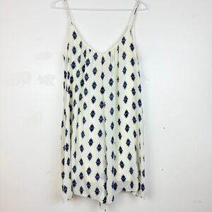 Zara Woman Cream & Blue Pattern Slip Dress